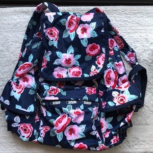 LeSportsac Navy Rose Voyager Backpack